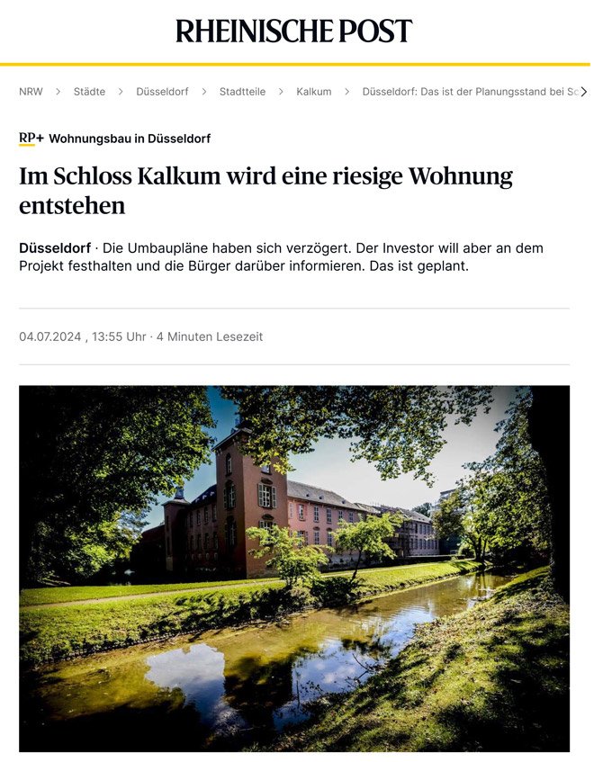 Im Schloss Kalkum wird eine riesige Wohnung entstehen